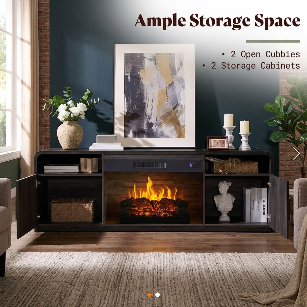 70 Inch Electric Fireplace TV Stand