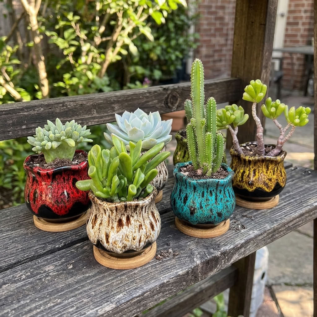 Gift ideas include: - Housewarming gifts for new homeowners - Birthday gifts for plant lovers - Small office gifts for colleagues - Wedding shower party favors - Decorative planters for gardening enthusiasts With their vibrant finish and useful drainage features, Mixed Succulent Pots combine decorative appeal with everyday practicality.