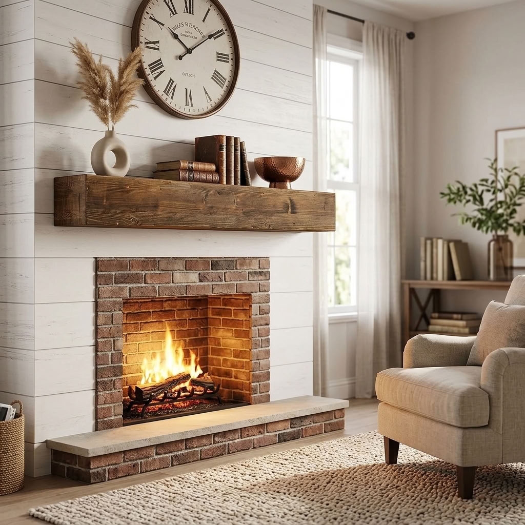 Wood Fireplace Mantel Shelf